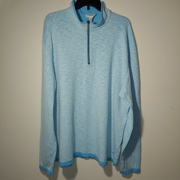 Tommy Bahama Reversible Flipsider 1/4 zip Pullover Size XXL Blue/Light Blue - Picture 2 of 7
